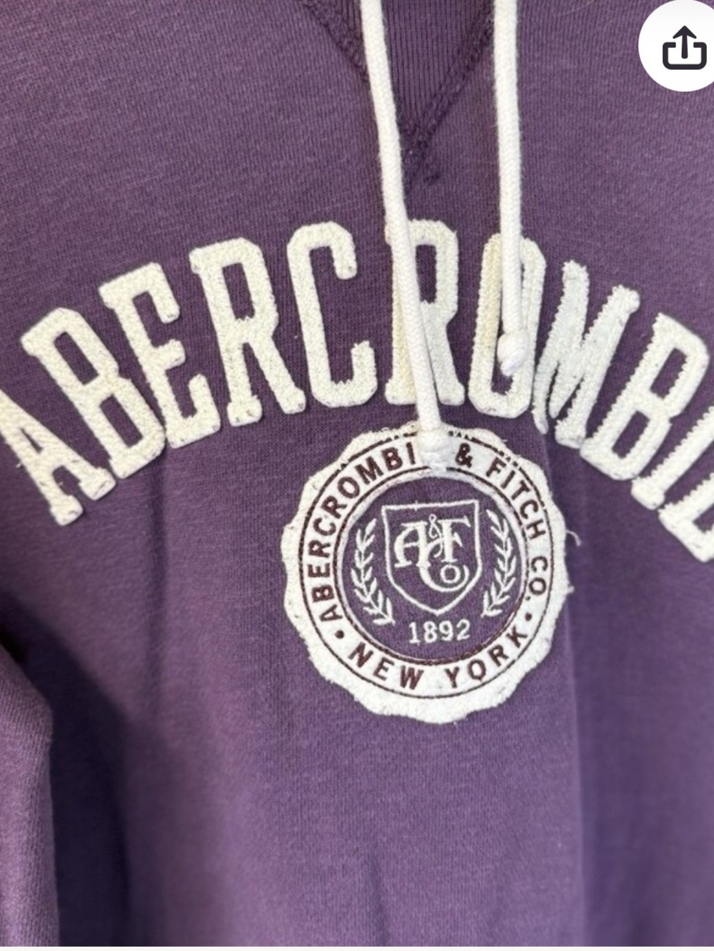 Abercrombie & Fitch varsity Purple Crewneck Hoodie with White Logo! M